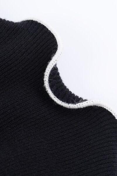 Contrast Trim Long Sleeve Mini Dress - Clothes For Her Online Store