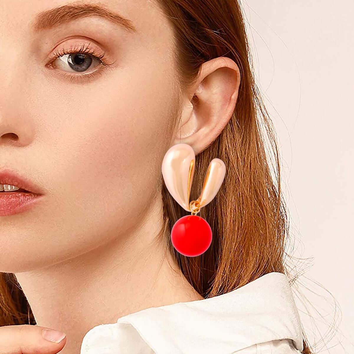 Alloy Drip Oil Bunny Earrings - Clothes For Her Online Store