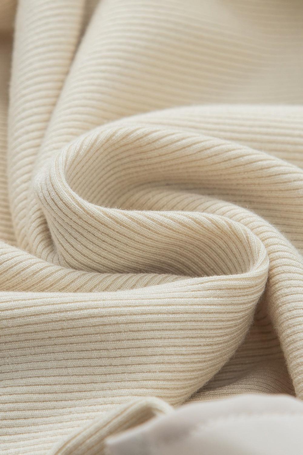 Ruffle Flutter Sleeve Mock Neck Ribbed Top - Clothes For Her Online Store