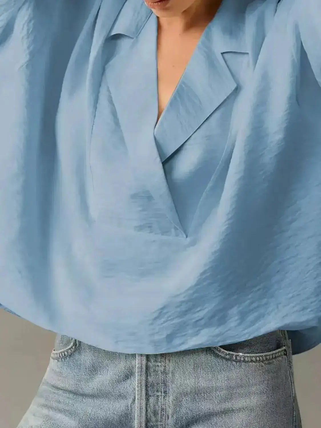 Collared Neck Half Sleeve Blouse - Clothes For Her Online Store