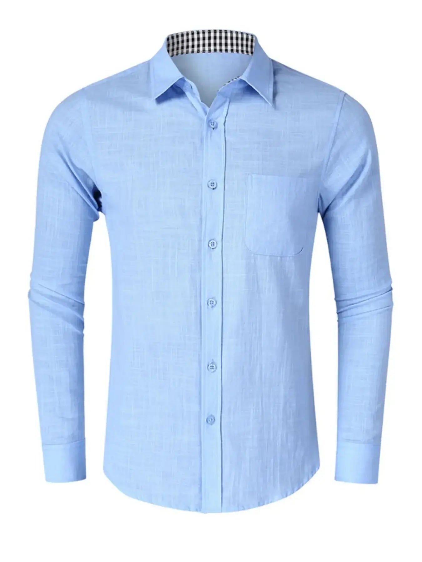 Men's Button-Down Shirt with Gingham Contrast