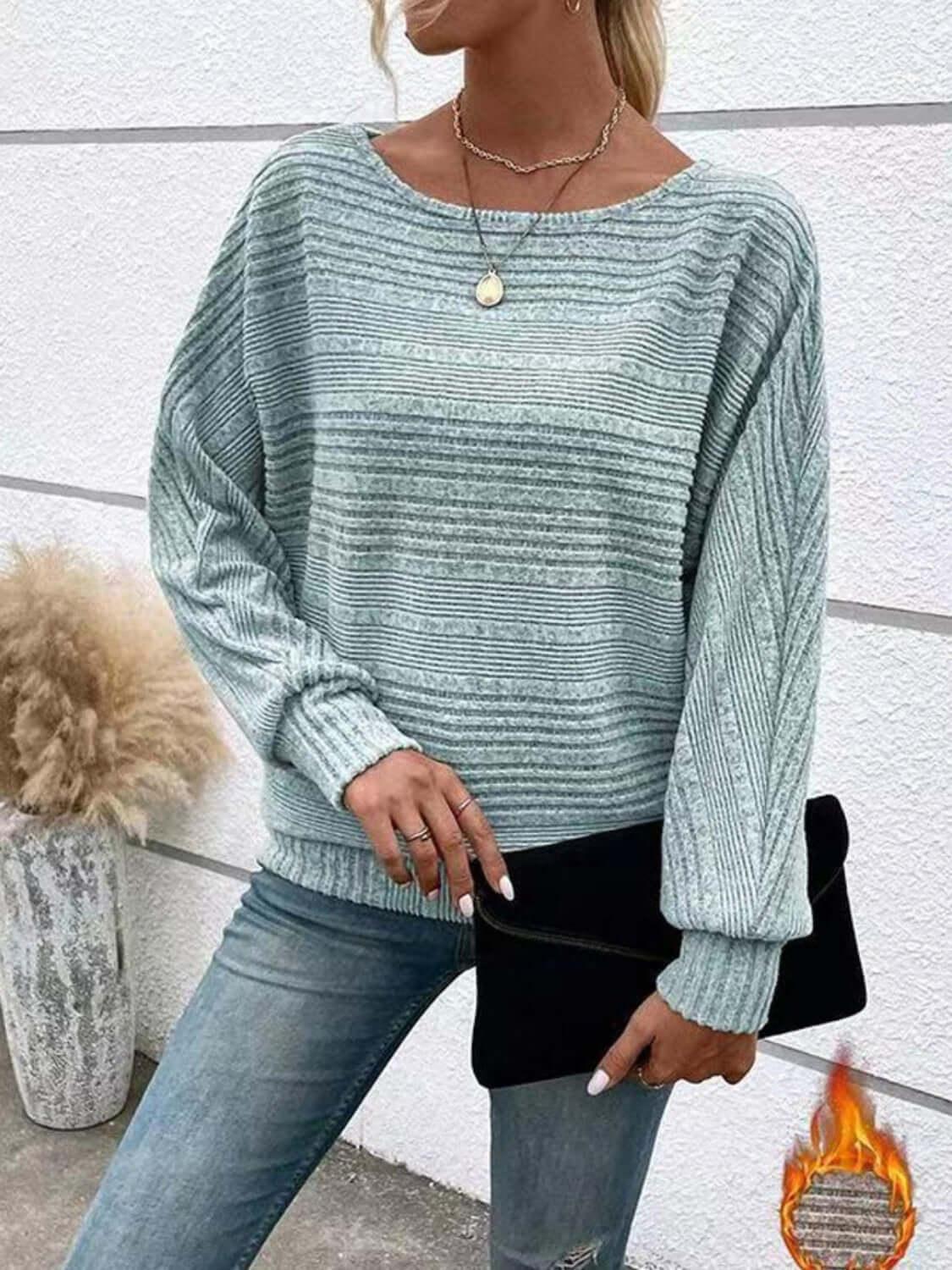 Full Size Round Neck Long Sleeve Top - Clothes For Her Online Store