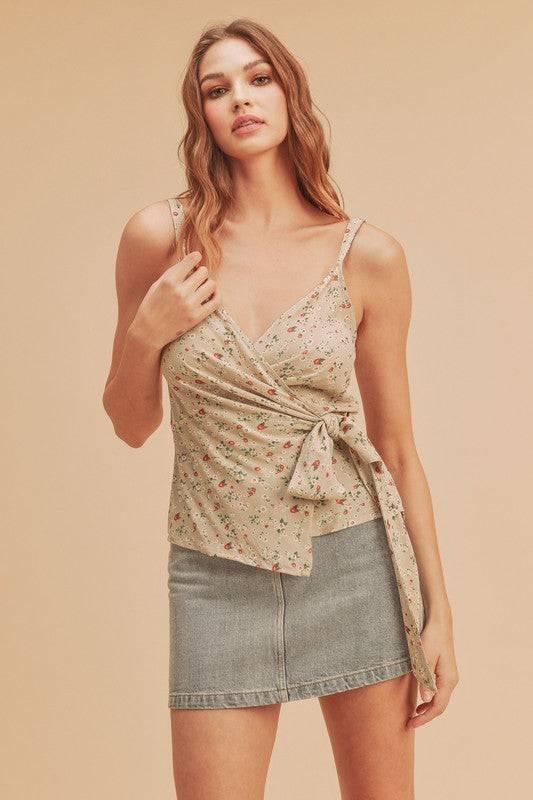 Aemi + Co Ditsy Floral Surplice Adjustable Straps Cami - Clothes For Her Online Store