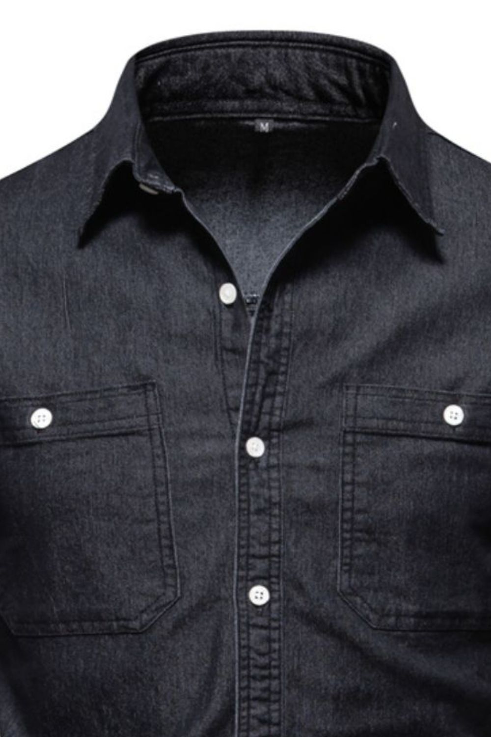 Men's Collared Neck Long Sleeve Denim Shirt - Clothes For Her Online Store