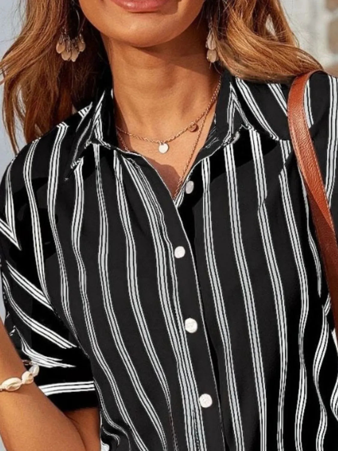 Striped Collared Neck Half Sleeve Shirt