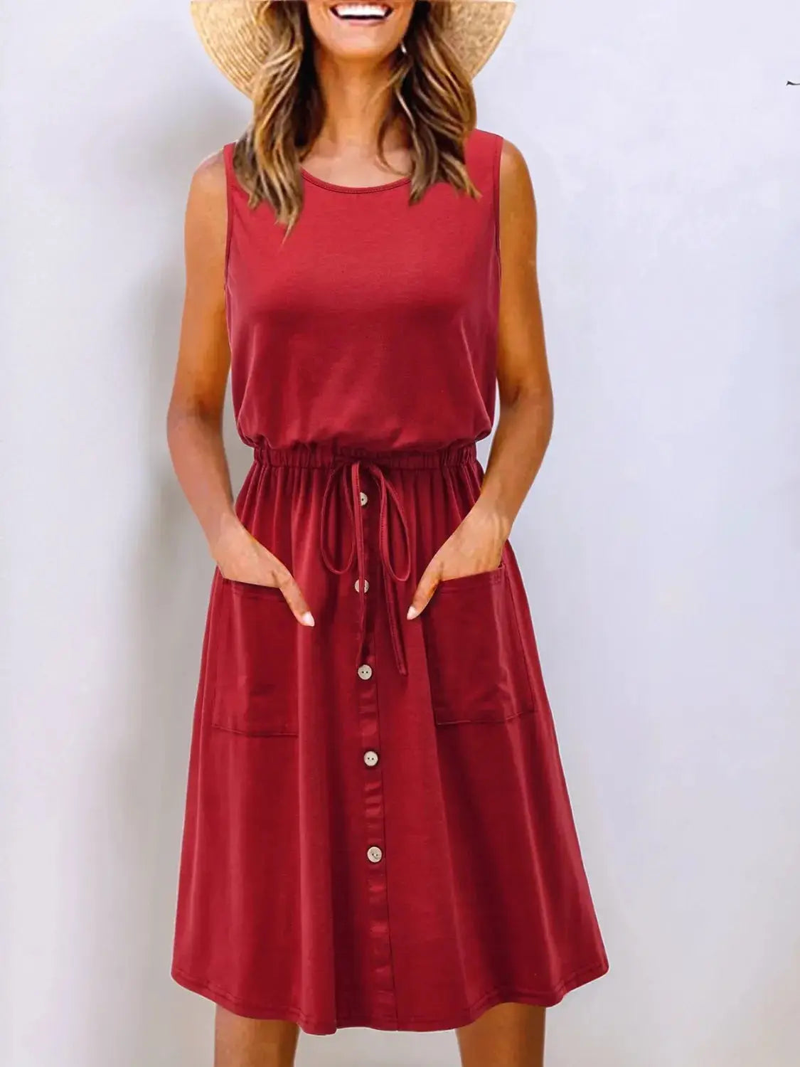 Full Size Round Neck Sleeveless Tank Dress Plus Size - Clothes For Her Online Store