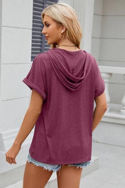 Florira Hooded Short Sleeve T-Shirt - Clothes For Her Online Store