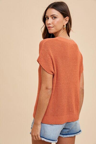 Annie Wear Round Neck Short Sleeve Sweater - Clothes For Her Online Store