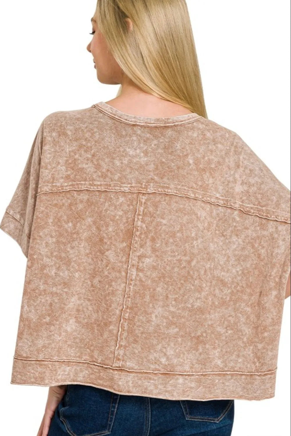 Zenana Halo Snow Washed Oversized Crop Box Tee