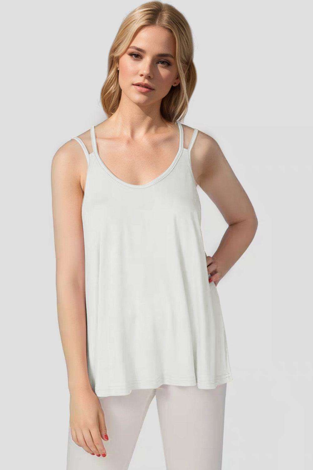 Basic Bae Bamboo Scoop Neck Double Spaghetti Straps Cami - Clothes For Her Online Store
