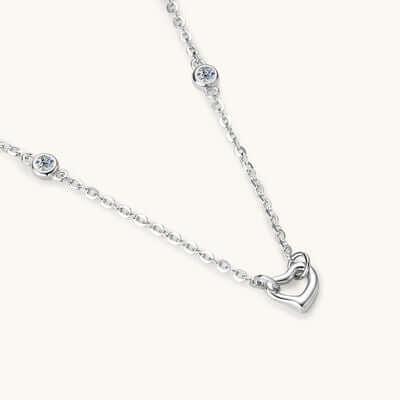 Moissanite 925 Sterling Silver Heart Necklace - Clothes For Her Online Store