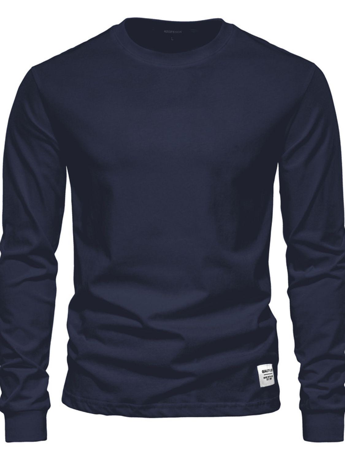 Men's Full Size Round Neck Long Sleeve T-Shirt Plus Size - Clothes For Her Online Store