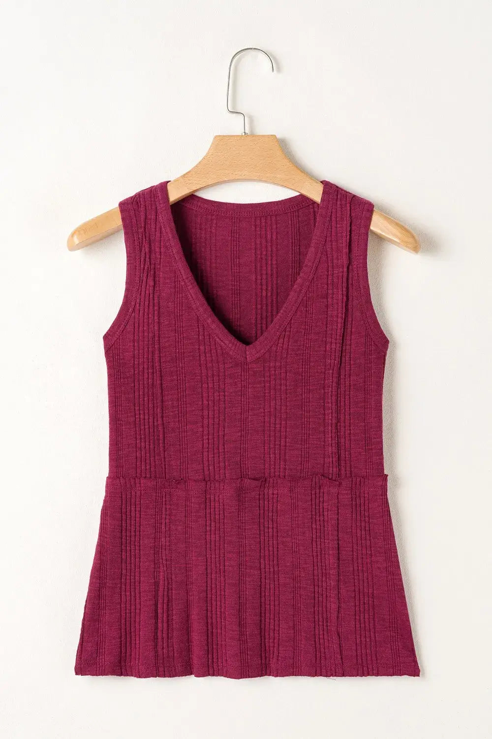 Ribbed Textured Exposed Stitching Knit Tank Top