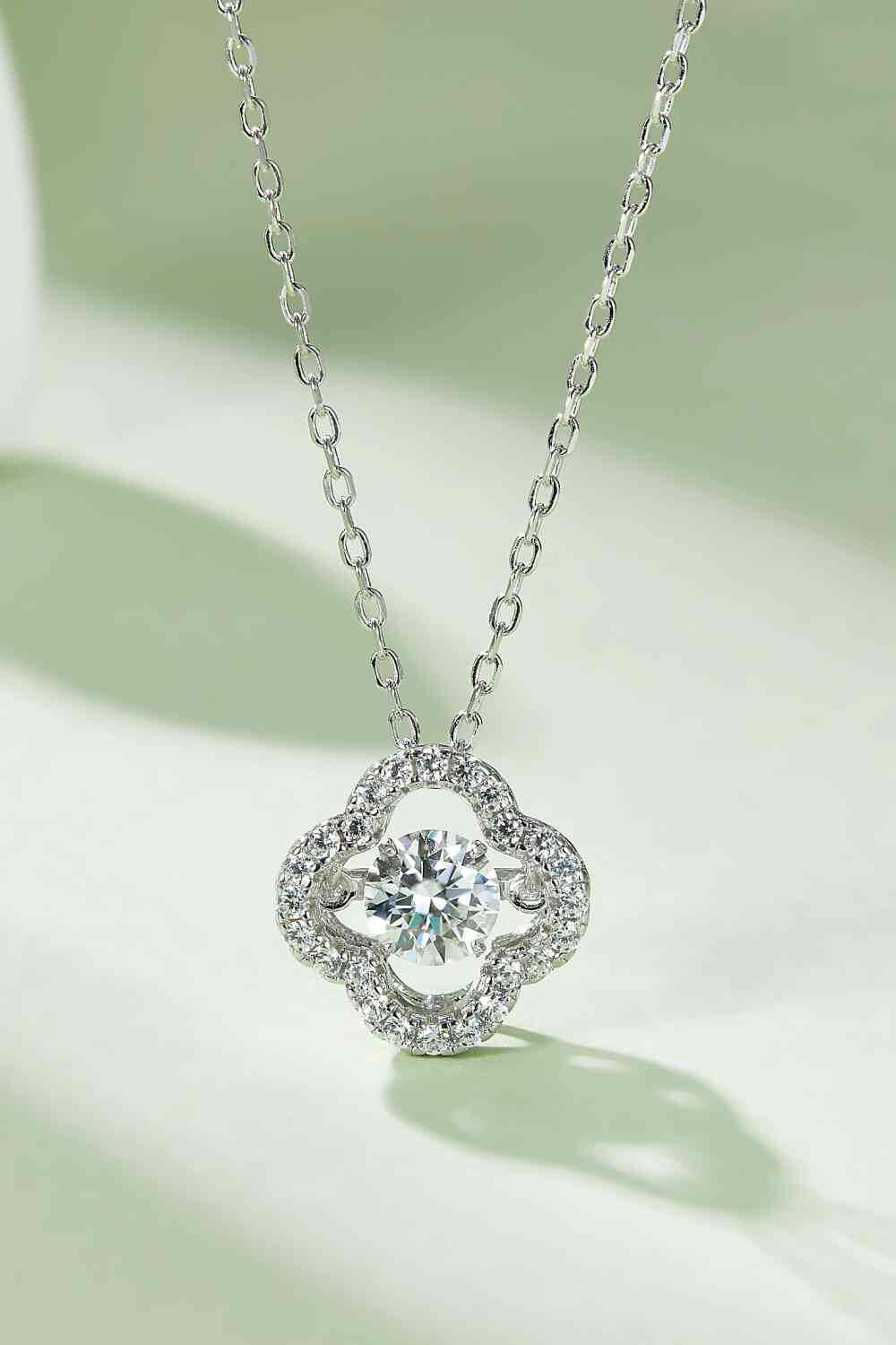 Moissanite Four Leaf Clover Pendant Necklace - Clothes For Her Online Store
