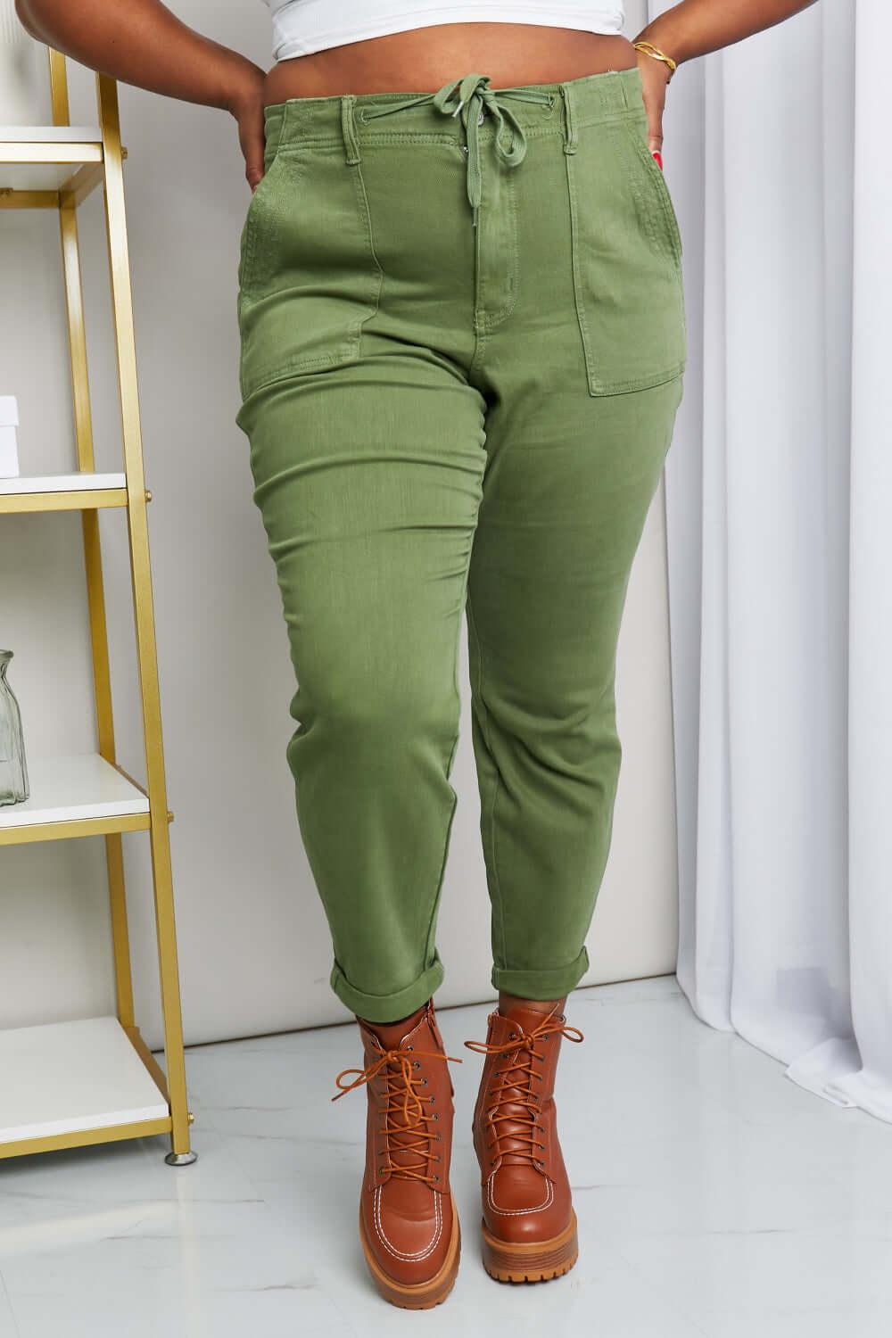 Judy Blue Full Size Drawstring Waist Pocket Jeans - Clothes For Her Online Store