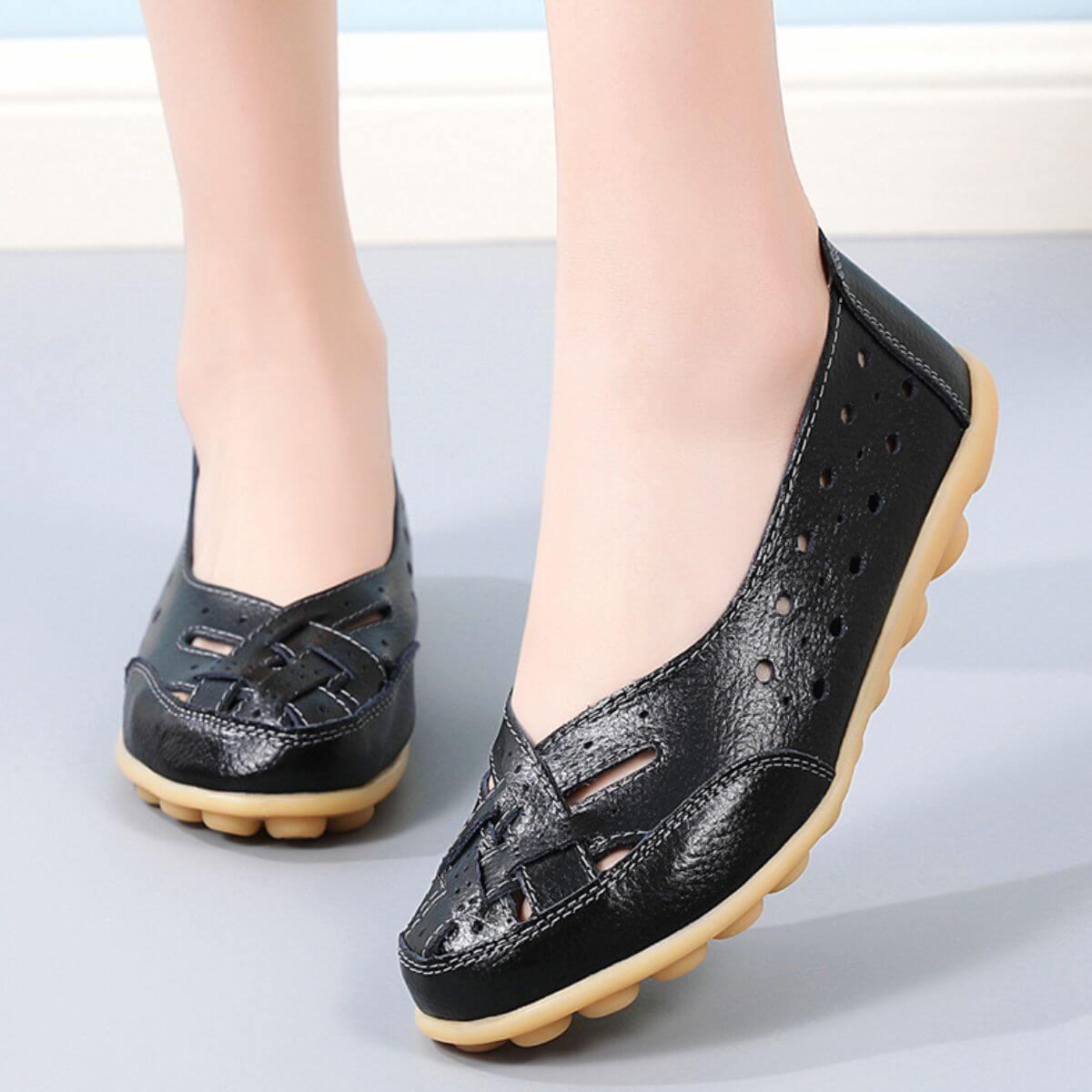 Hollow Out Round toe Flats Slip-Ons - Clothes For Her Online Store