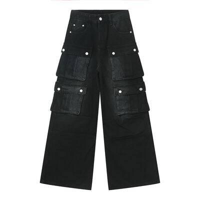 Multi-Pocket Cargo Wide-Leg Jeans - Clothes For Her Online Store
