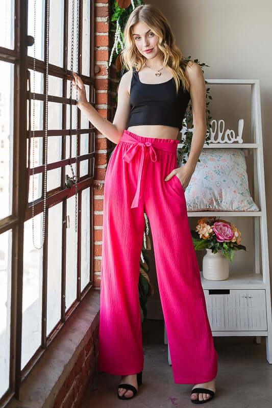 Heimish Full Size Front Tie Pants with Paperbag Waistband Plus Size - Clothes For Her Online Store