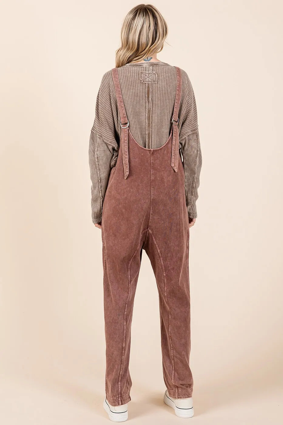 Mittoshop Mineral Wash Relaxed Fit Sleeveless Harem Jumpsuit