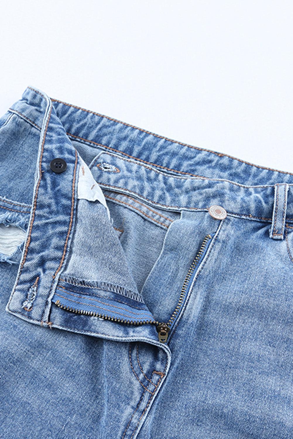 High Rise Crossover Waist Denim Shorts - Clothes For Her Online Store