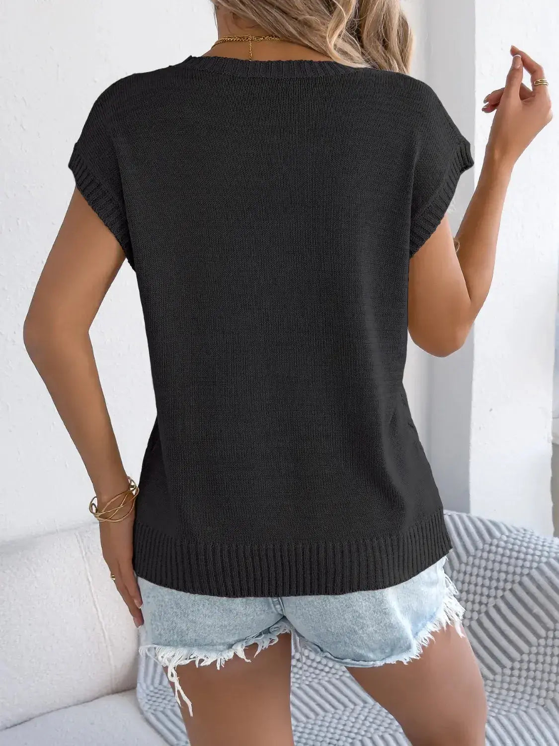 Cable-Knit Round Neck Knit Top - Clothes For Her Online Store