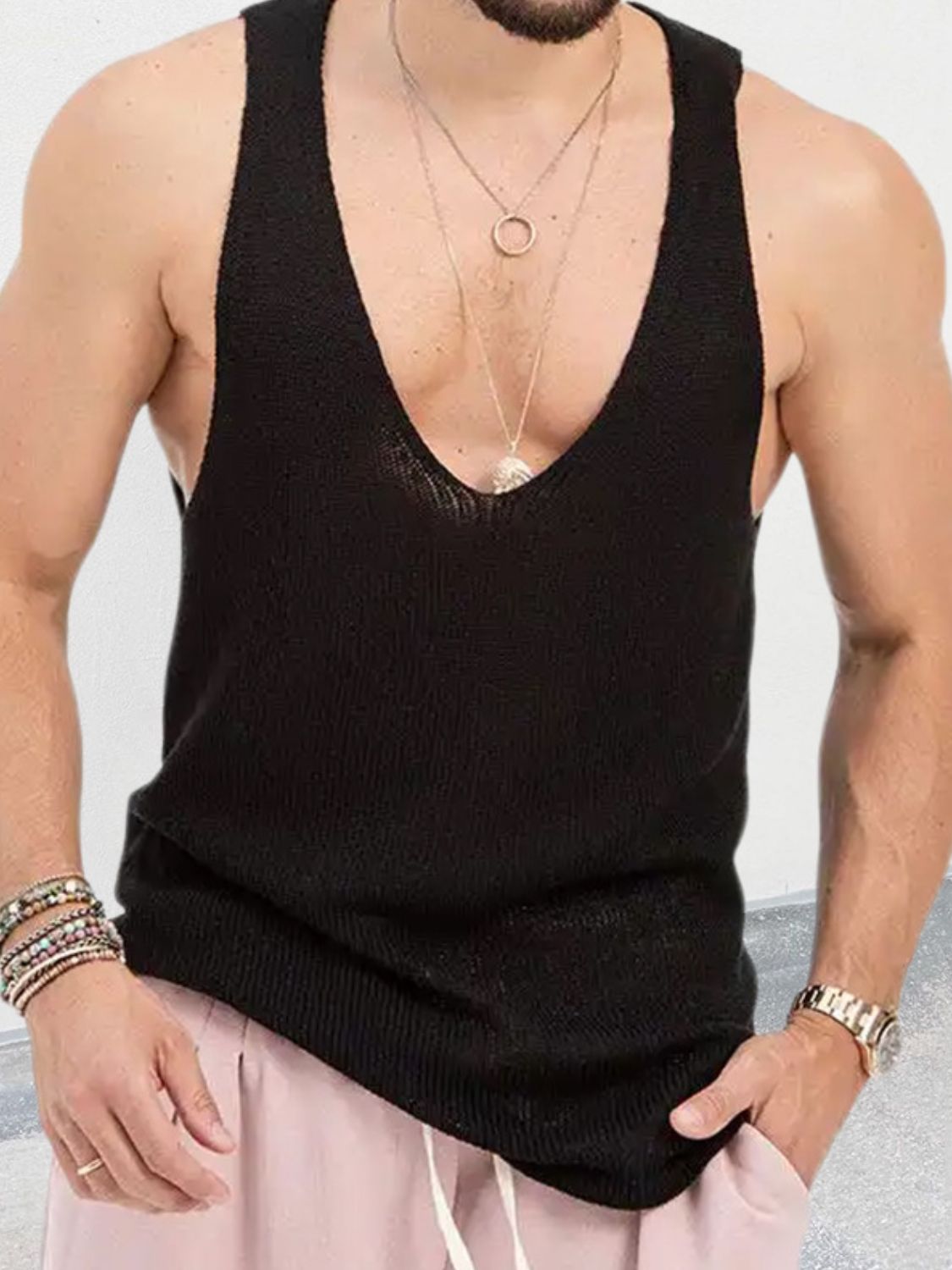Men's Scoop Neck Knit Tank - Clothes For Her Online Store