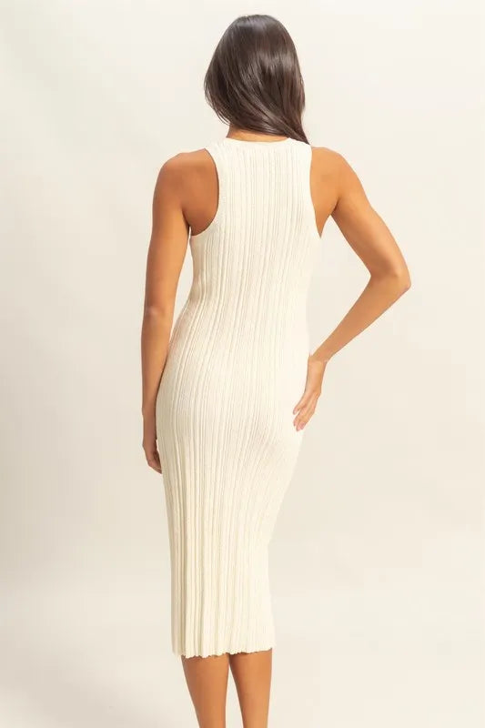 HYFVE Round Neck Bodycon Ribbed Knit Dress