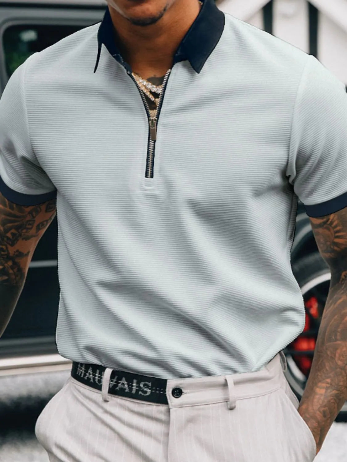 Men's Full Size Collared Neck Short Sleeve Polo Plus Size