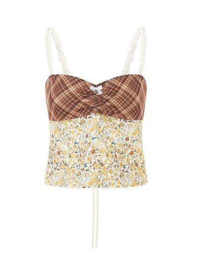 Lace Detail Floral Sweetheart Neck Cami - Clothes For Her Online Store