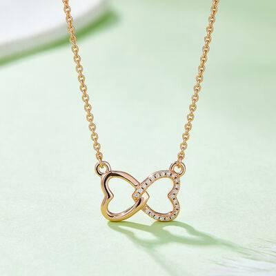 Moissanite 925 Sterling Silver Heart Bow Necklace - Clothes For Her Online Store
