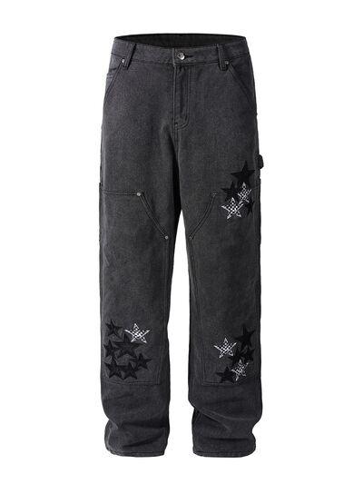 Men's Pocketed Star Jeans - Clothes For Her Online Store
