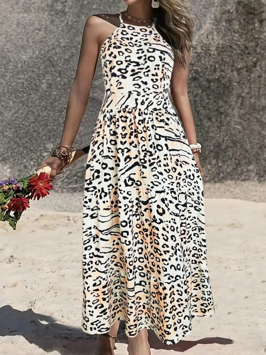 Leopard Halter Neck Dress