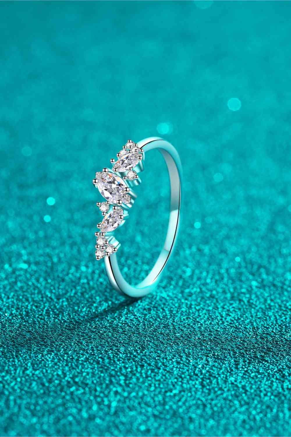 Adored Moissanite Rhodium-Plated Ring - Clothes For Her Online Store