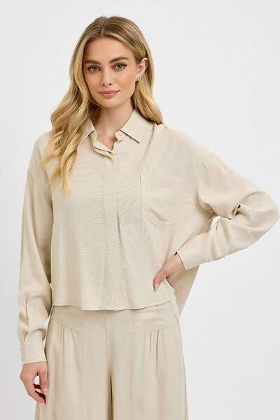 RISEN Button Down Long Sleeve Shirt - Clothes For Her Online Store
