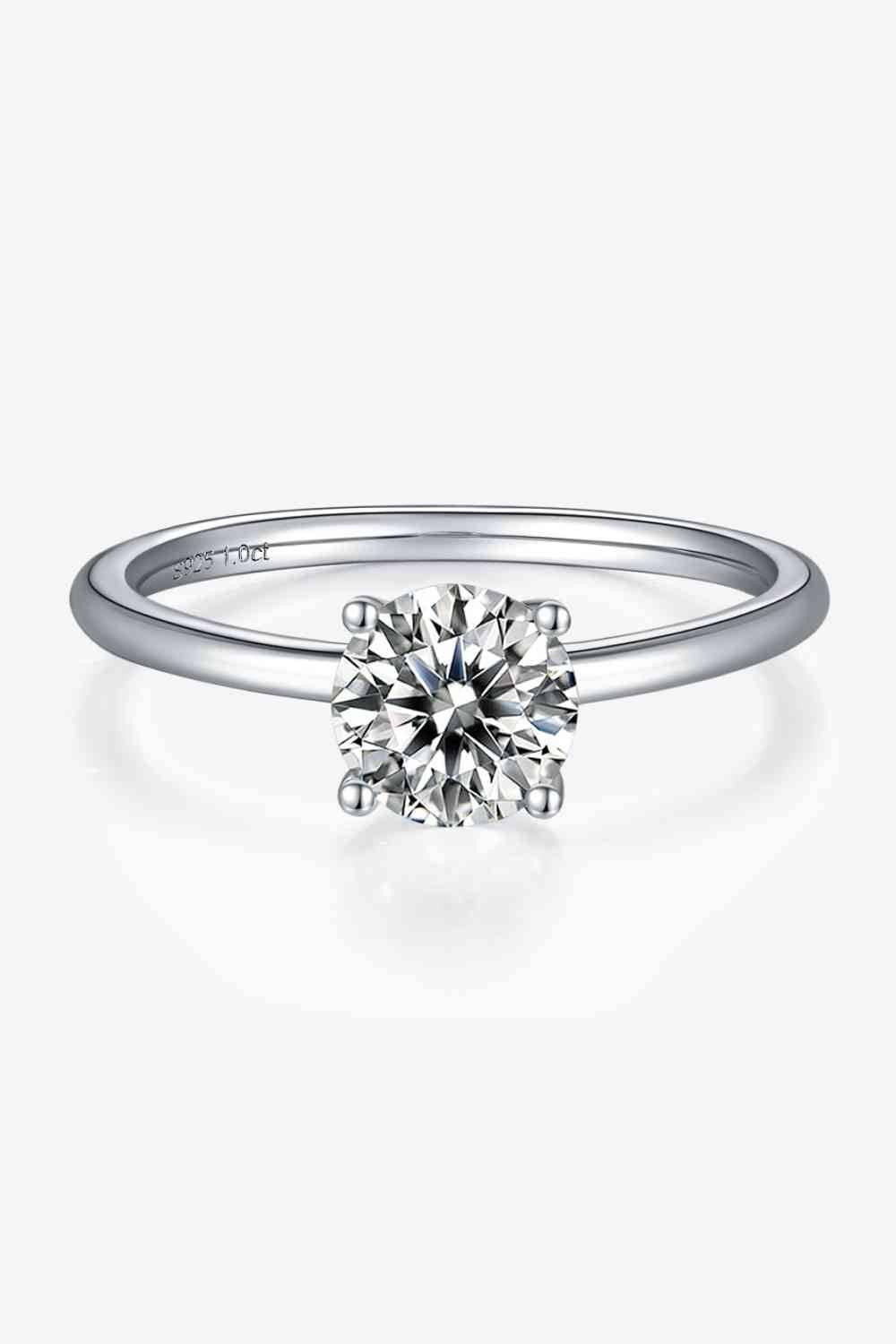 1 Carat Moissanite 925 Sterling Silver Solitaire Ring - Clothes For Her Online Store