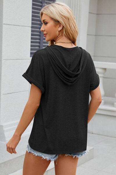 Florira Hooded Short Sleeve T-Shirt - Clothes For Her Online Store