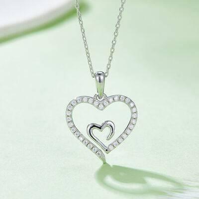 Moissanite 925 Sterling Silver Heart Pendant Necklace - Clothes For Her Online Store