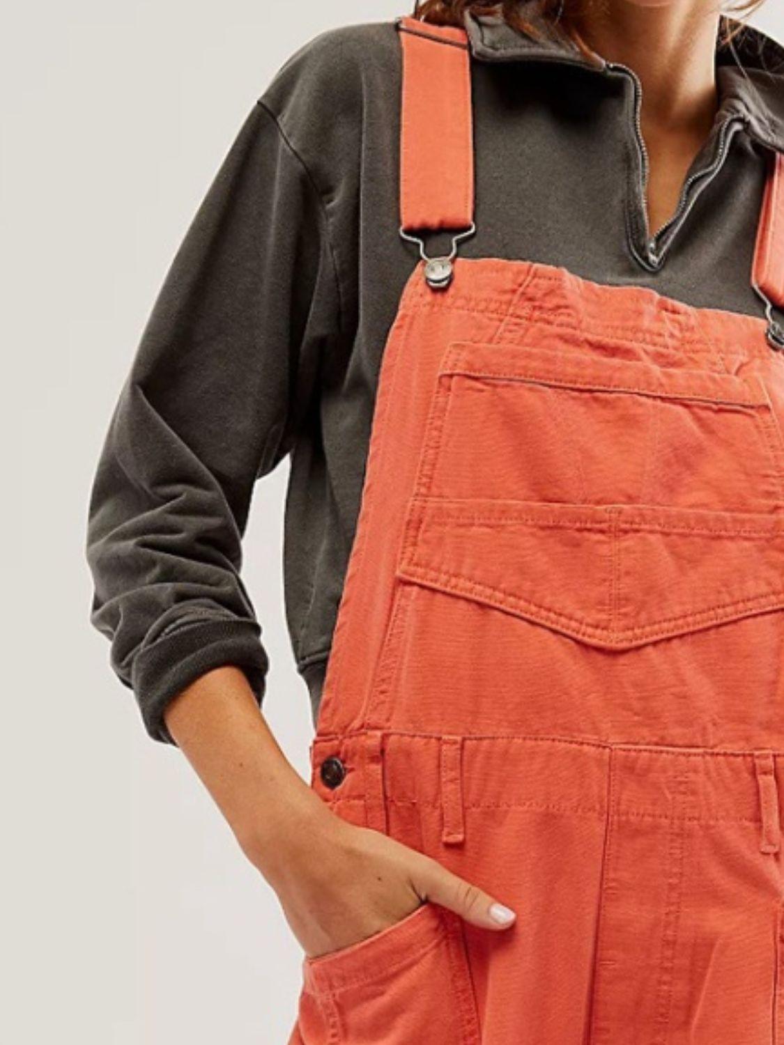 Pocketed Wide Strap Denim Overalls - Clothes For Her Online Store