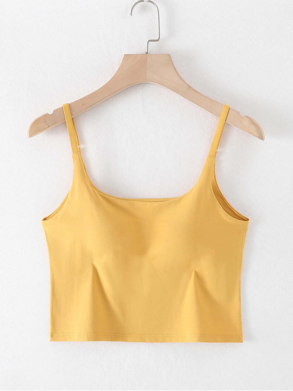 Scoop Neck Cropped Cami with Chest Pads - Clothes For Her Online Store