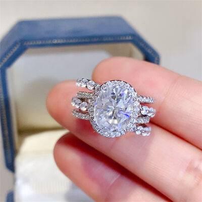 3 Carat Moissanite 925 Sterling Silver Layered Ring - Clothes For Her Online Store