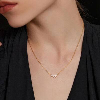 925 Sterling Silver Inlaid Moissanite Necklace - Clothes For Her Online Store