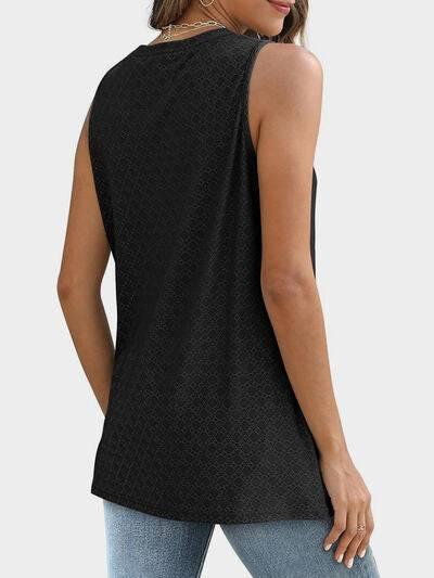 Florira Eyelet Round Neck Tank - Clothes For Her Online Store