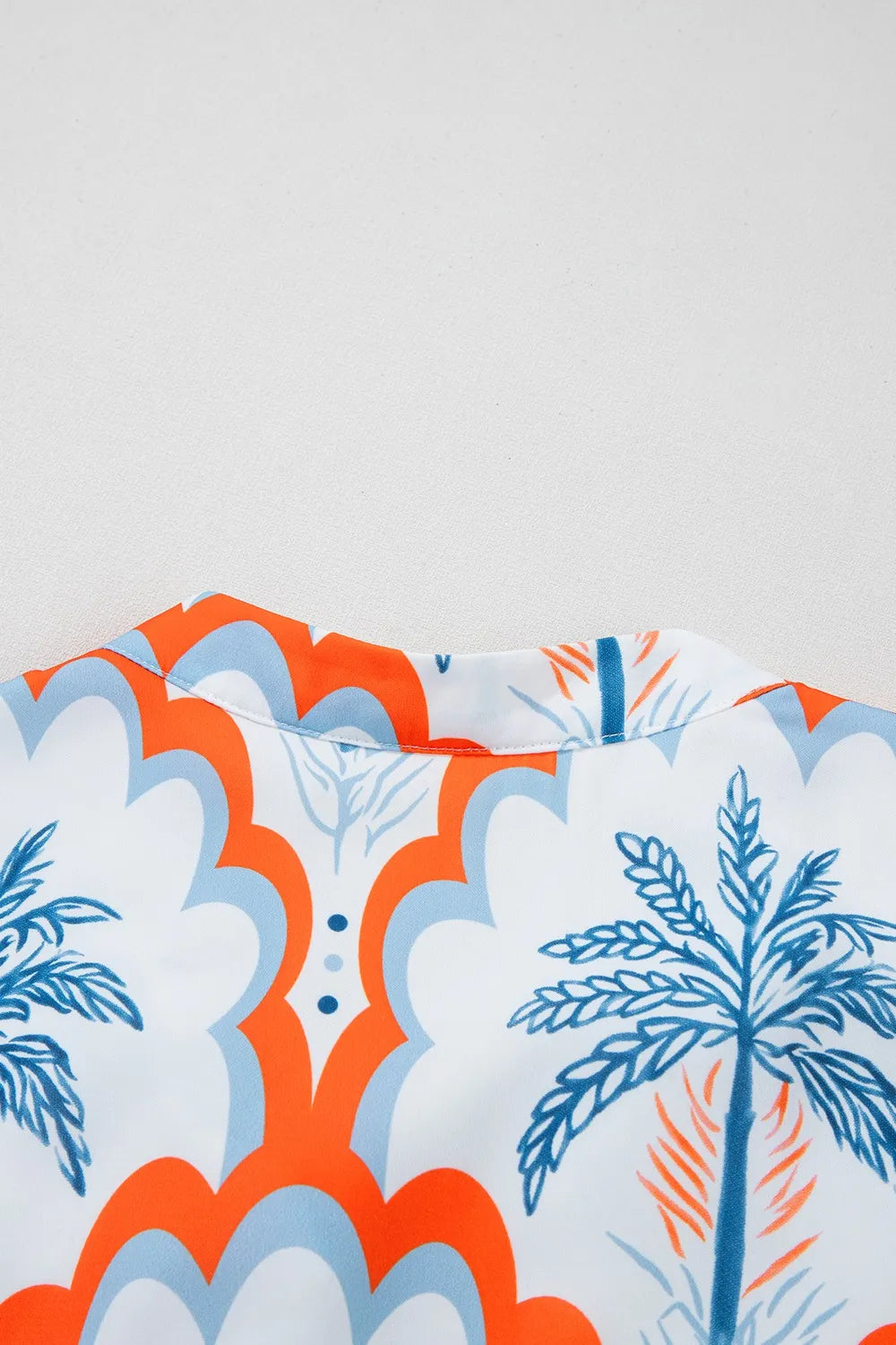 Contrast Palm Tree Printed Short Sleeve Flowy Dress