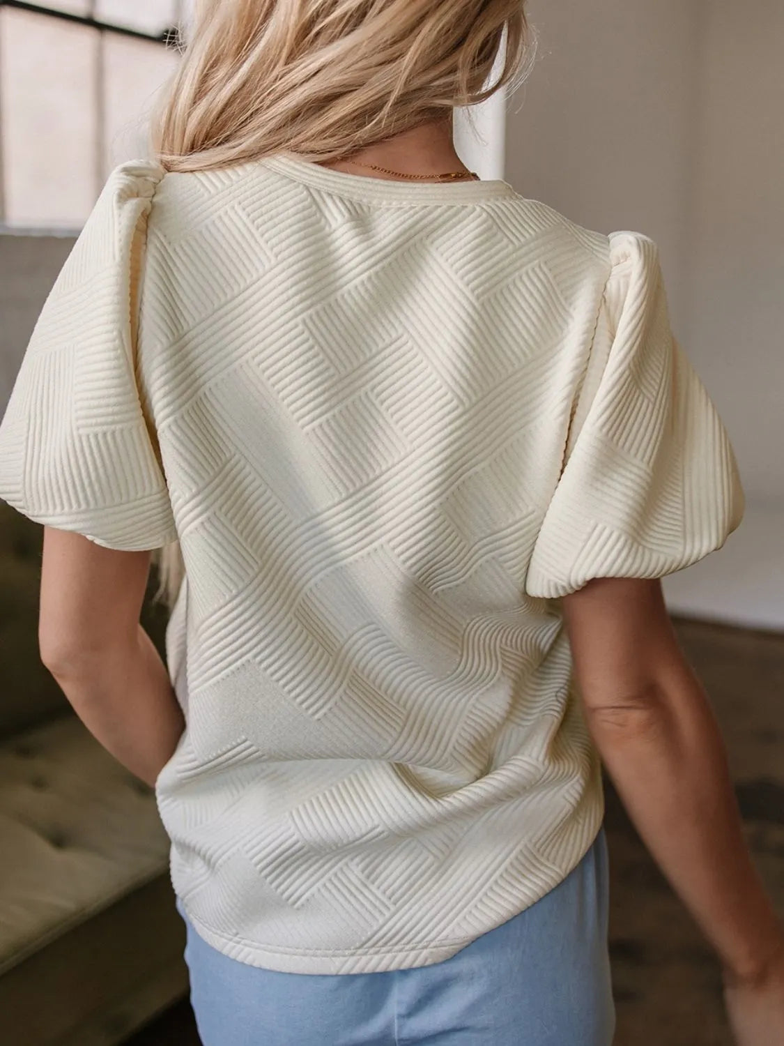 Textured Puff Sleeve T-Shirt