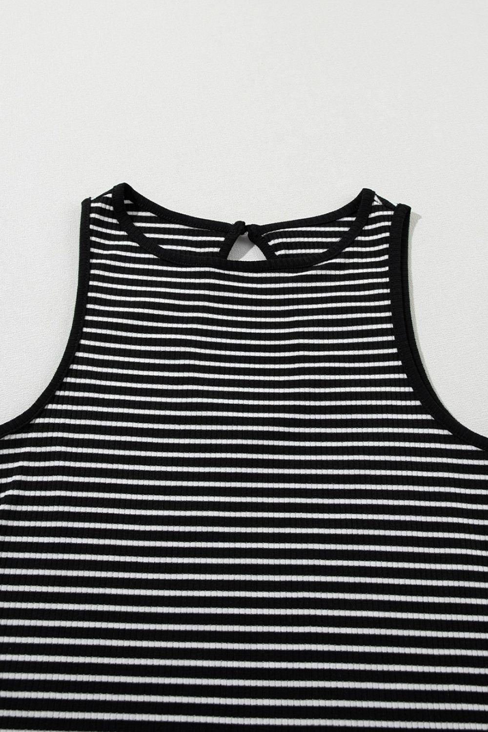 Striped Ribbed Round Neck Tank - Clothes For Her Online Store