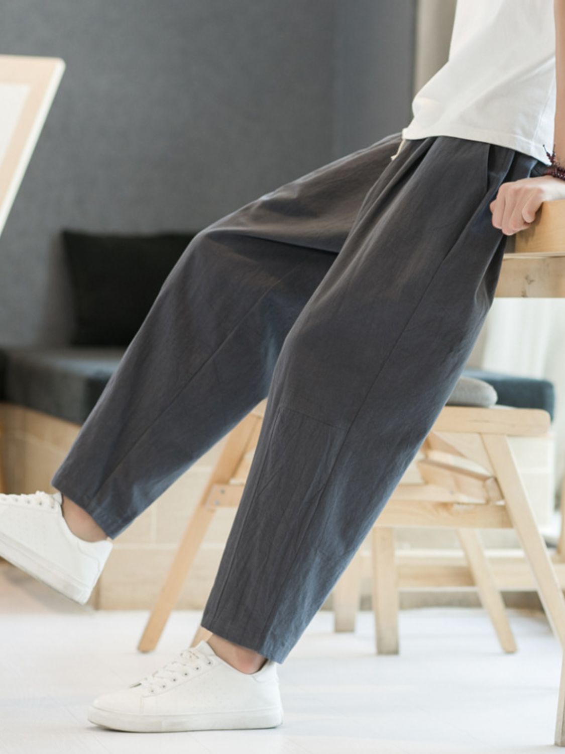 Men's Plus Size Cropped Straight Pants - Clothes For Her Online Store