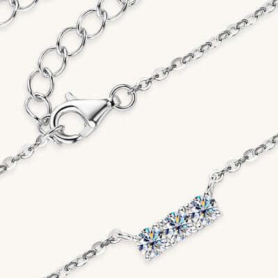 925 Sterling Silver Inlaid Moissanite Bar Necklace - Clothes For Her Online Store