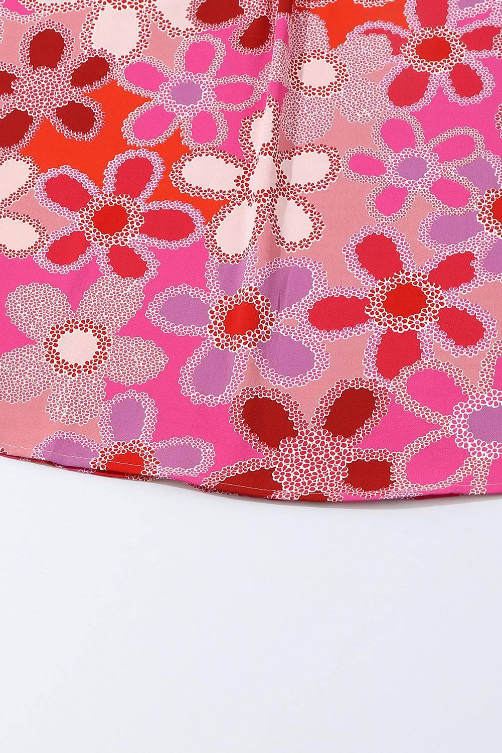 Embroidered Detail Floral Ruffle Cap Sleeve Blouse - Clothes For Her Online Store