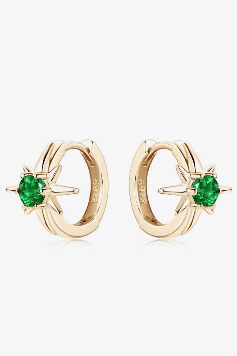 Lab-Grown Emerald Huggie Earrings - Clothes For Her Online Store