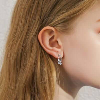 925 Sterling Silver Moissanite C-Hoop Earrings - Clothes For Her Online Store